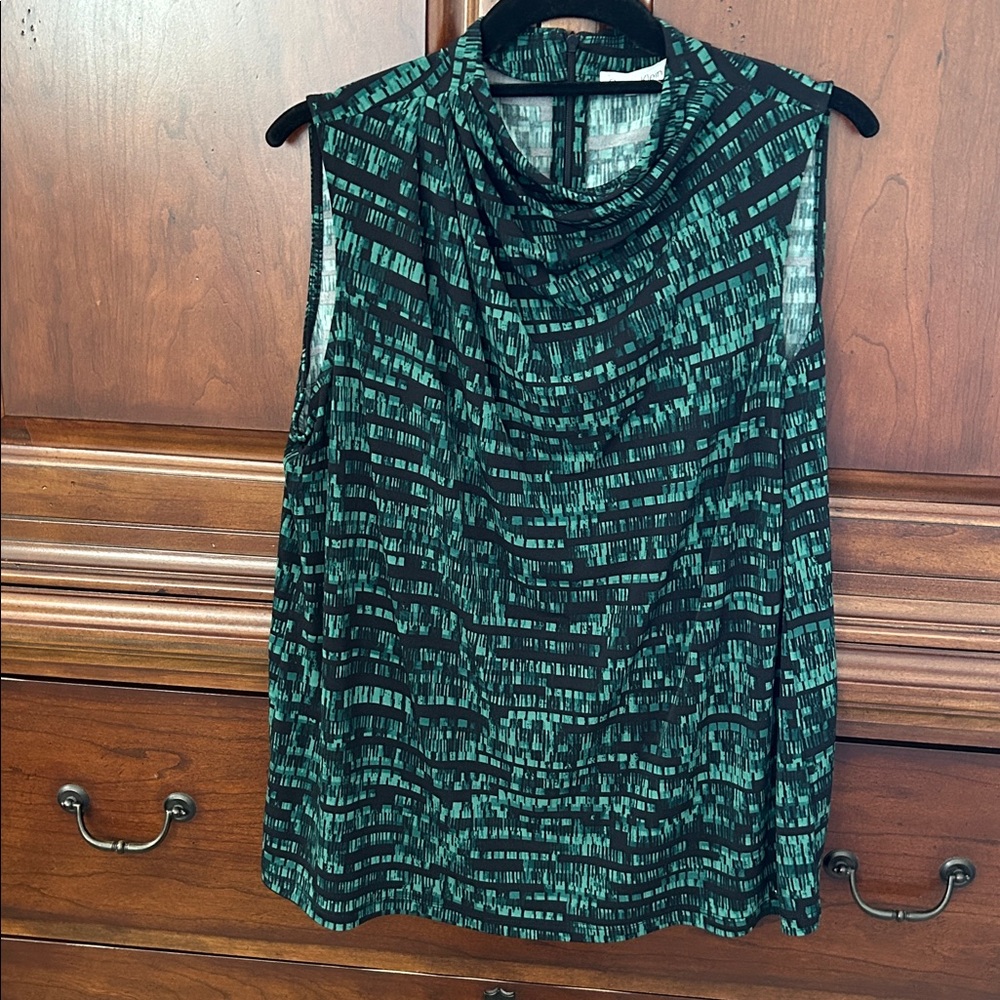 Calvin Klein Sleeveless Blouse with pleated neckline